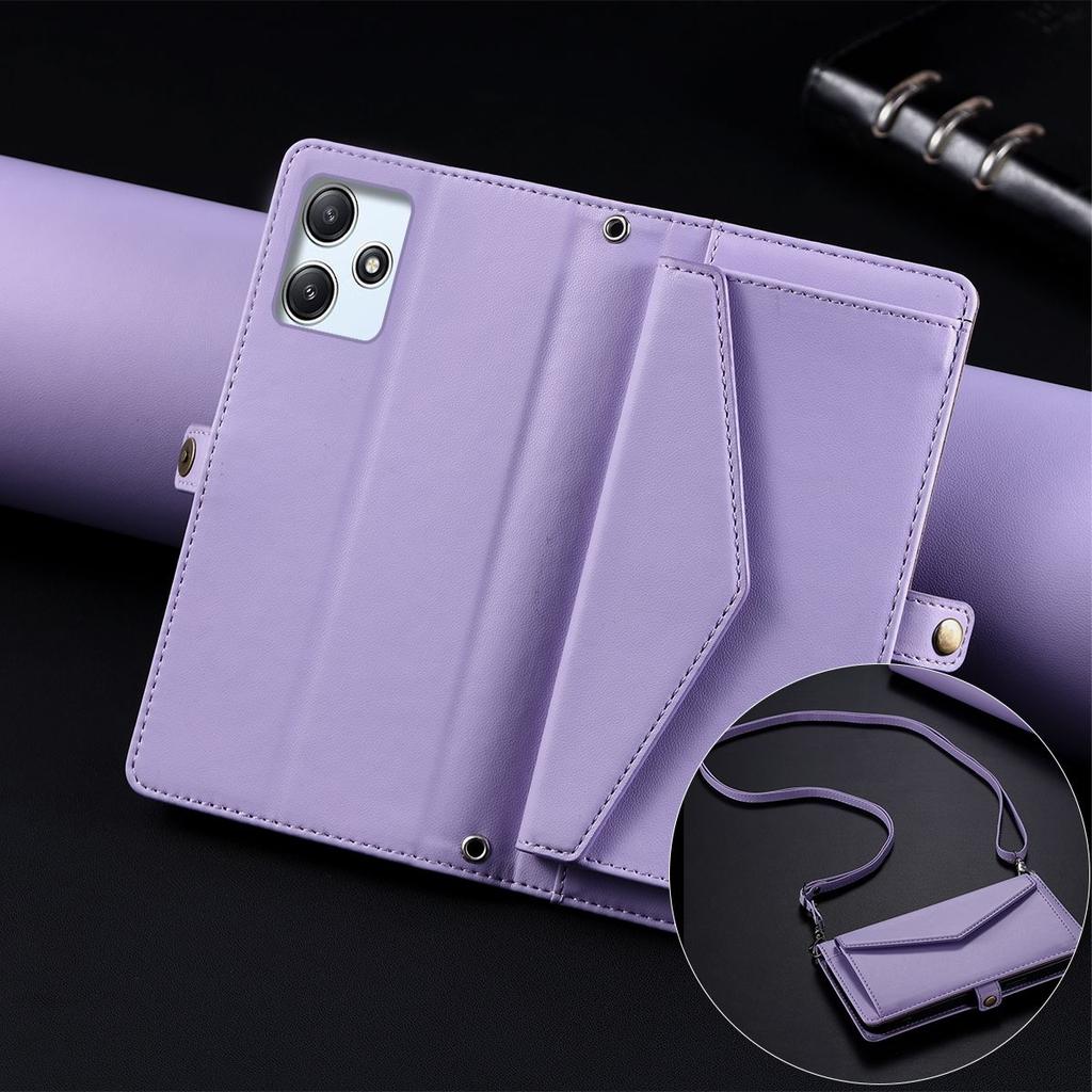 Чехол-книжка для Xiaomi Redmi 12 5G, 12 4G, в стиле конверта, из ПУ-кожи, кошелек, чехол для телефона с ремешком через плечо