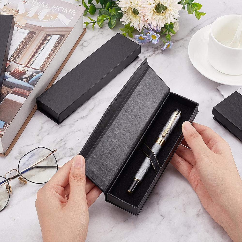 10pcs Cardboard Pen Cases Fourtain Pen Box with Magnetic Closure Office & School Supplies Rectangle Black 44x177x23.5mm Inner Diameter: 168x38mm