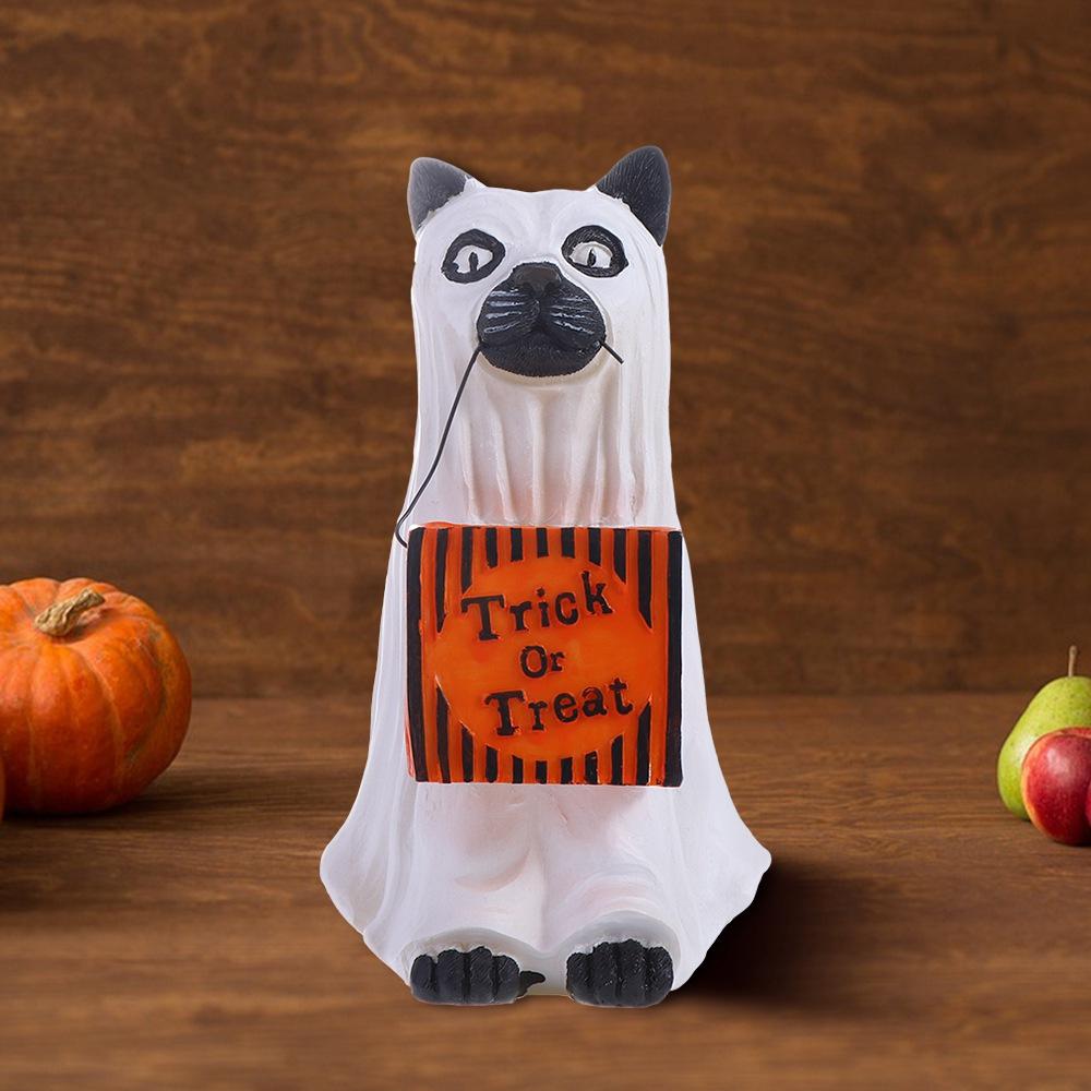 Resin Halloween Dog Elf Candy Bowl Cat Snack Storage Props Sweets Holder Christmas