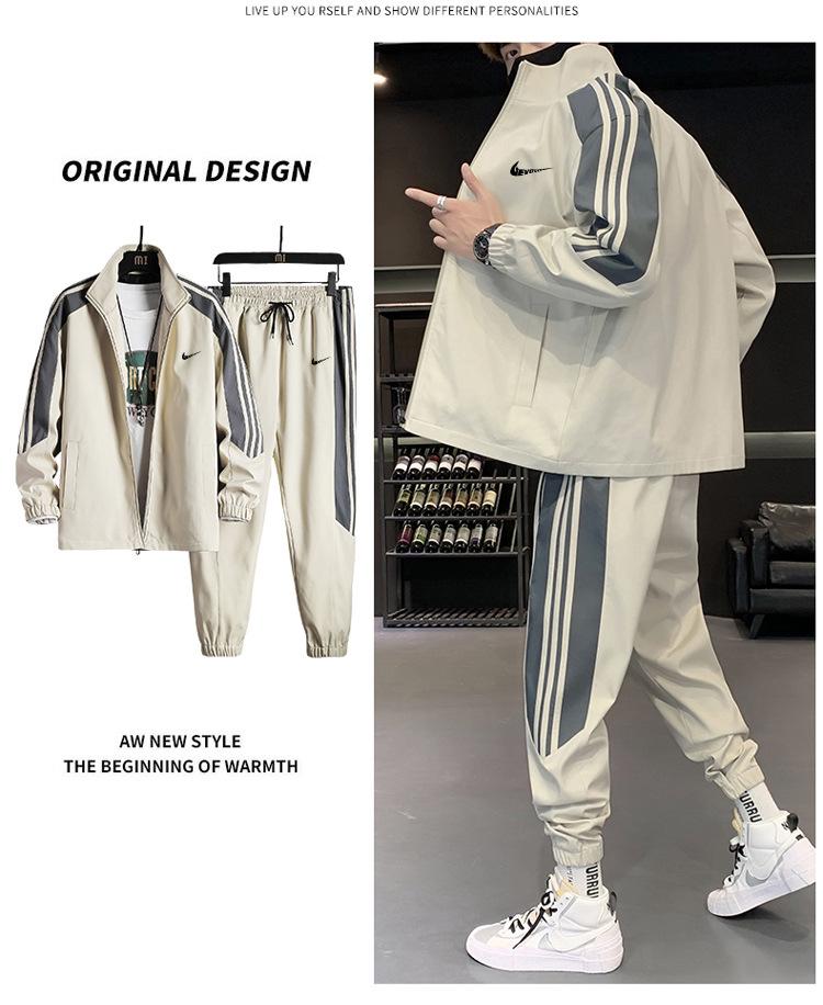 Мужской модный комплект: куртка с воротником-стойкой и худи, спортивная одежда для весны/осени