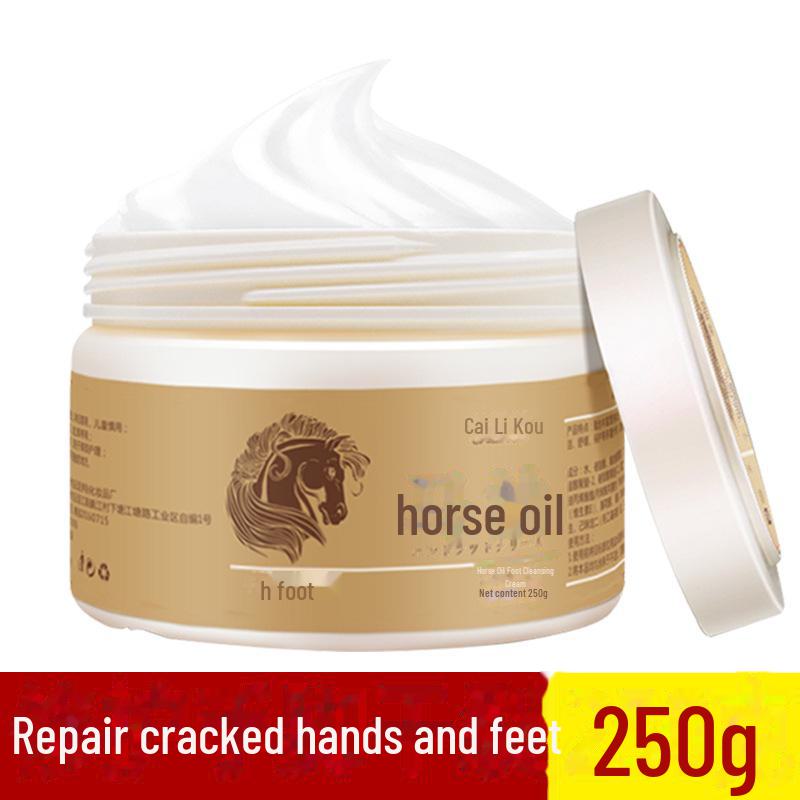 Horse Oil Foot & Hand Cream 250ml - For Cracked Heels, Peeling Skin, Anti-Cracking.