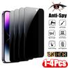 4Pcs Anti-spy Tempered Glass for IPhone 16 15 13 11 14Pro Max Full Cover Privacy Screen Protector For iPhone X XS Max XR Glass