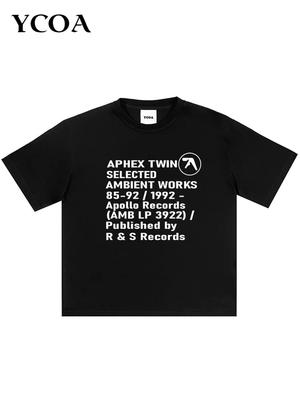 Мужская футболка Aphex Twin Хлопок Графическая Оверсайз Корейская Мода Топы Футболки Y2k Уличная Одежда Эстетика Харадзюку