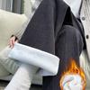 Женские теплые джоггеры с флисовой подкладкой на осень и зиму, однотонные спортивные штаны на кулиске, незаменимые для улицы осенью/зимой
