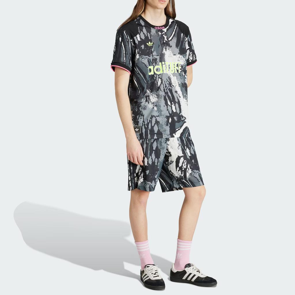 adidas Оригинальный архив SS25 AOP Удобные полосатые модные спортивные шорты Мужские шорты Серый Черный Белый KD4801