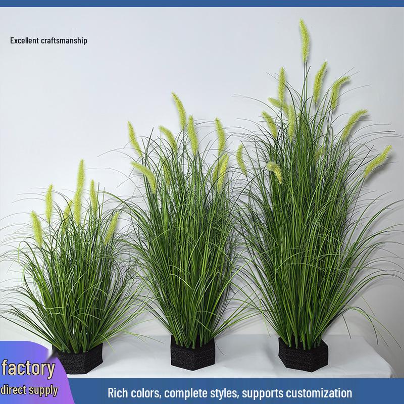 Spring Colors Faux Foxtail & Wolf Tail Grass for Floral Art and Landscaping Decor - Potted Green Plant Arrangement