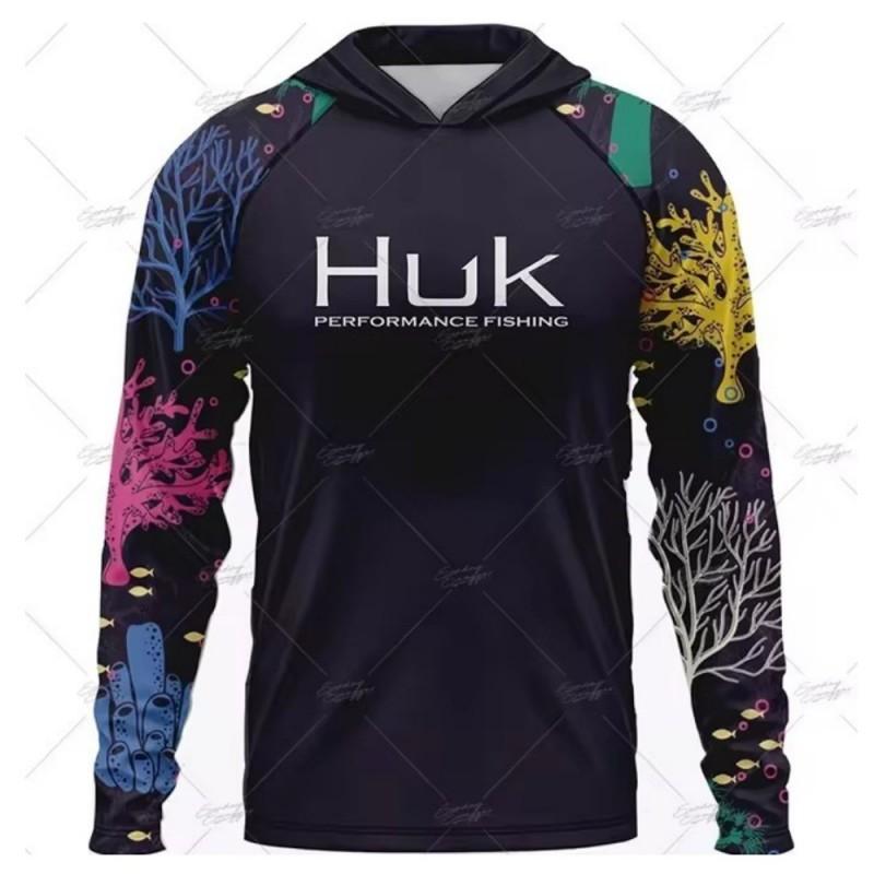 Рыболовный костюм HUK с длинным рукавом и капюшоном, с защитой от УФ-излучения UPF50+, Luya