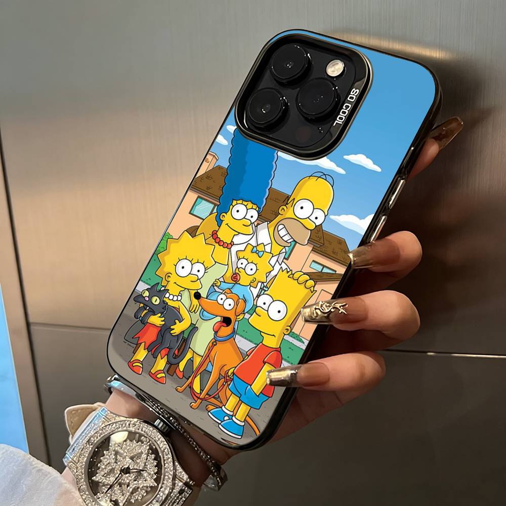 Симпсоны-Забавный Мультяшный Чехол Для Телефона Для iPhone 17,16,15,14,13,12,11 Plus Pro Max Цветной Серебристый Чехол Для Телефона