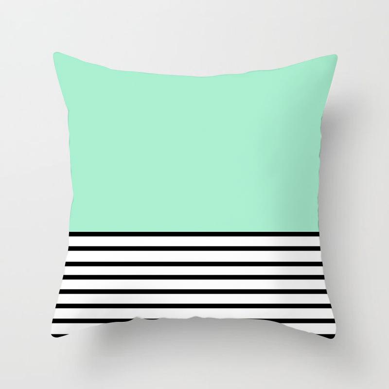 Новая подушка для дивана, наволочка с геометрическим рисунком, мятно-зеленый, синий, полосатый чехол, современный скандинавский диван-кровать, декоративная наволочка