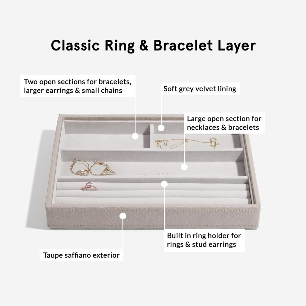 STACKERS LONDON Классический 4-секционный браслет-кольцо для многослойного ношения Греж/Стаккерс Тауп Классический 4-секционный