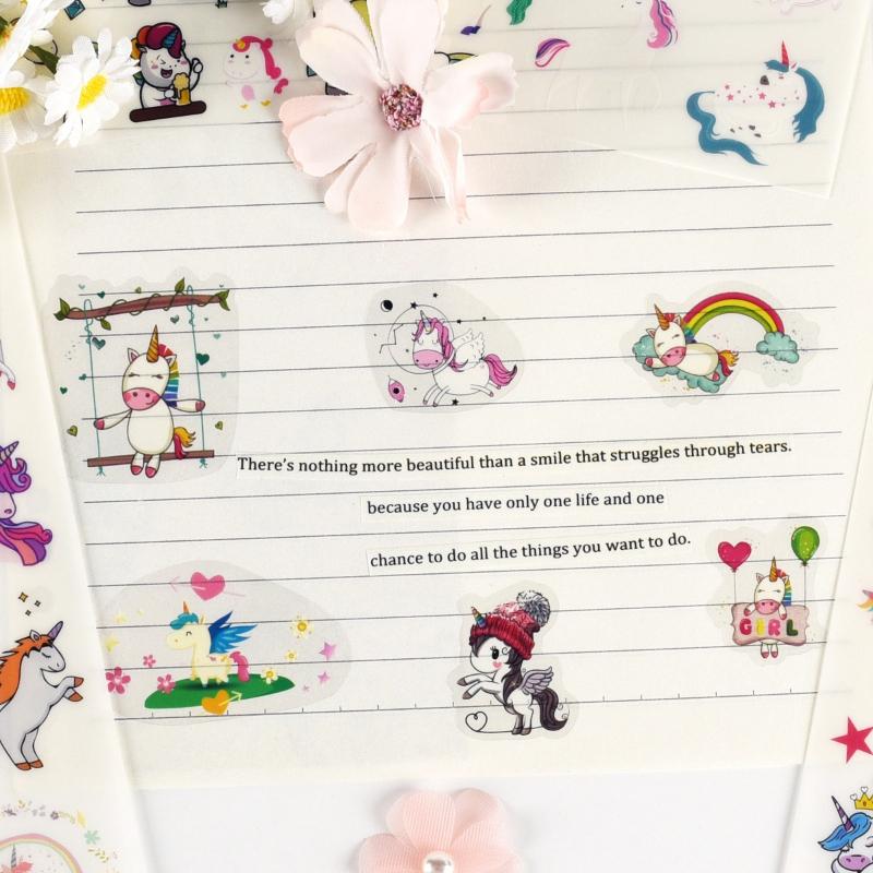 Gift Office School Supplies Cartoon Unicorn PVS Sticker Children and Girls Creative Diary Handmade Decoration Handbook Kawai