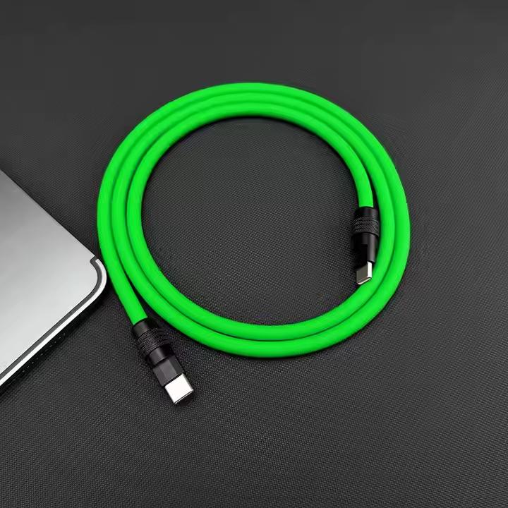 100W Super Fast Charging Cable Zinc Alloy Liquid Silicone Type-C to Type-C Fast Charging Cable for iphone macbook Android