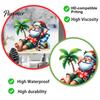 Outdoor Balcony Glass Stickers Tropical Beach Santa Claus Static Window Sticker, Waterproof PVC Decal, Seaside Sunproof Holiday Clings for Door
