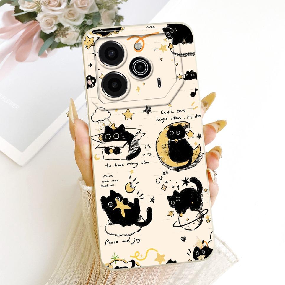 Чехол для телефона Tecno Pova 6 LI7 / Pova 6 Pro LI9, Жидкий силикон, Мультяшный дракон, Забавная кошка, Узор с морским пейзажем, Задняя крышка