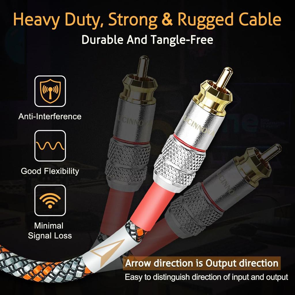 UCINNOVATE RCA-RCA RCA аудио стерео мужчина-мужчина с позолоченными разъемами для стерео домашних фонокорректоров High-End Hi-Fi кабель, кабель 0,5 м/1,64 фута,