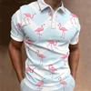 Футболки поло с рисунком фламинго с 3D-принтом для мужчин, популярные футболки с мультяшным принтом, летняя одежда для гольфа с коротким рукавом в гавайском стиле класса люкс