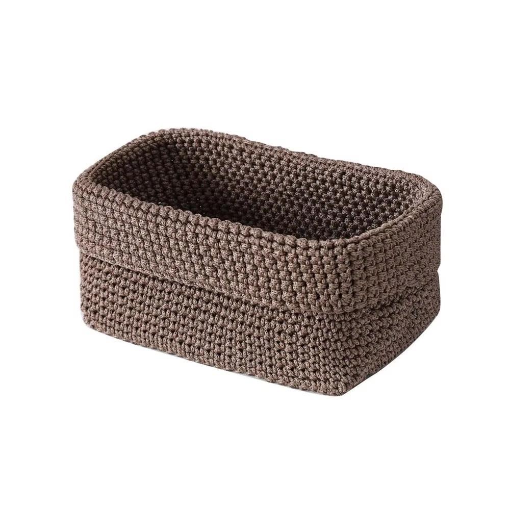 Handwoven Cotton Rope Storage Basket Rectangle Large Capacity Weaving Storage Basket Moisture-proof Breathable