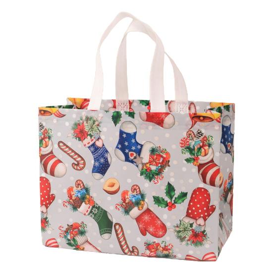 Рождественский подарочный пакет Санта-Клаус Снеговик Дизайн большой емкости с двойной ручкой из нетканого материала Подарочная упаковка для конфет