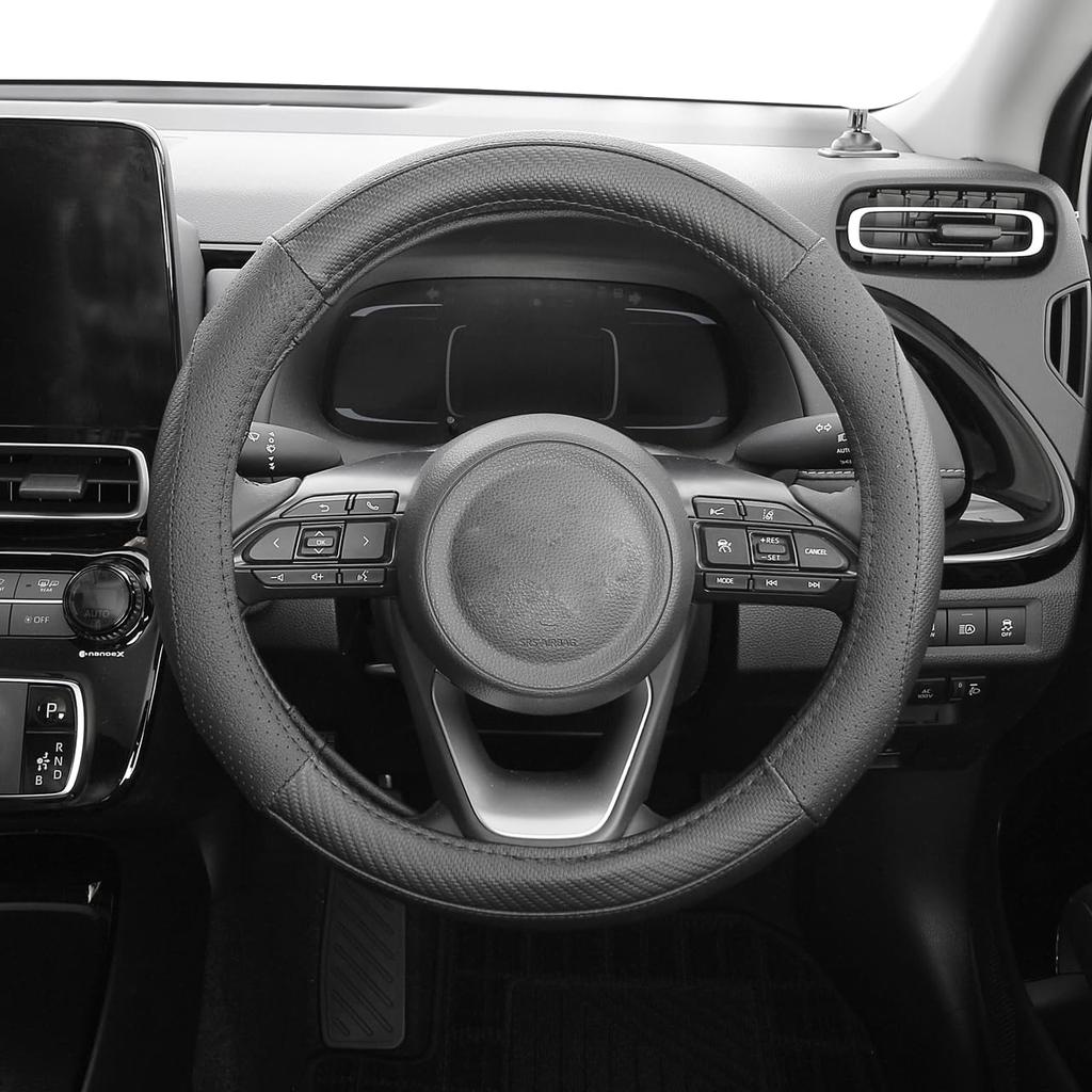 Nishiki Sangyo Tomboy Steering Wheel Genuine Carbon Recycled Genuine Leather Carbon Fiber Cover, Fiber, Leather, Look, Look, Antibacterial, Medium,