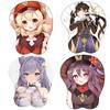 3D Stereo Genshin Impact Mouse Pad Keli Kokomi Zhongli Funny Gaming Computer Mousepad with Silicone Wrist Soft Mouse Mat