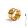 18K PVD Plated Inlaid Zirconia Layered Round Wide Ring 316L Stainless Steel Popular 2025 Jewelry Accessories Gift