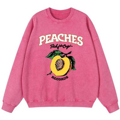 Peaches Records Женский винтажный хлопковый свитшот осенний тонкий стиль толстовка высокого качества уличный кэжуал