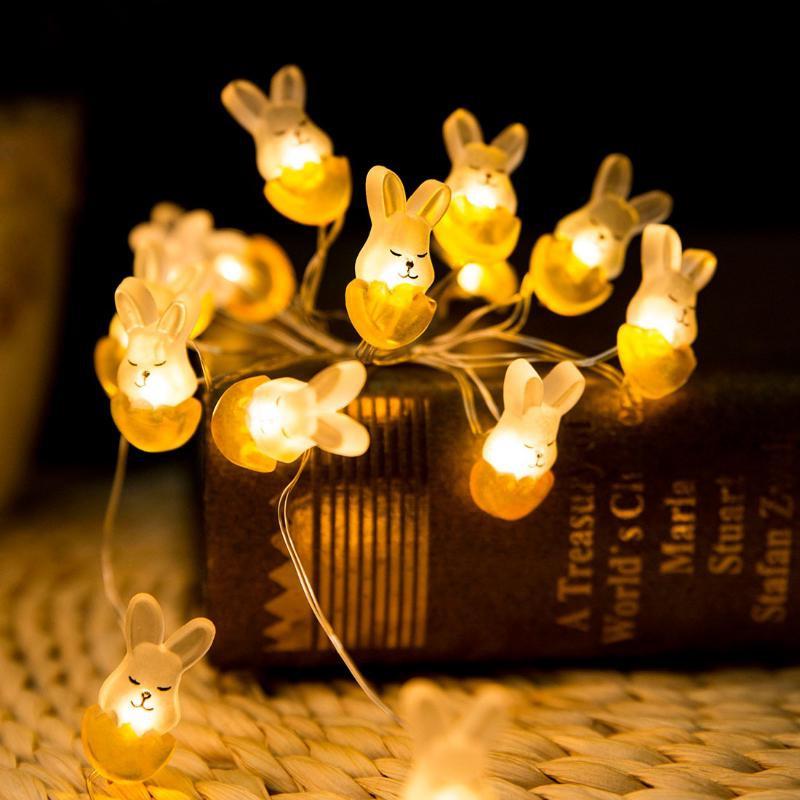 Пасхальные светодиодные гирлянды в виде кролика, моркови, кролика, сказочный свет, подарки, пасхальные вечерние украшения для дома, товары HMM