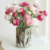 Artificial Peony with Stem 3 Head Realistic Fake Flower Wedding Home Office Table Centerpiece Faux Floral Branch Flower Arrangement Decoration