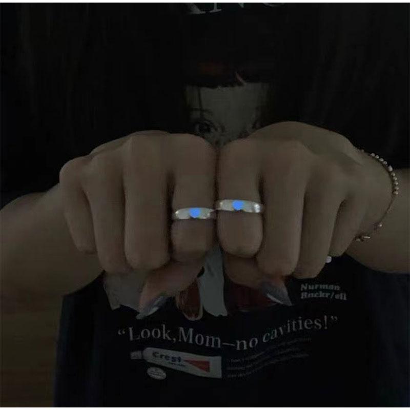 1 шт. светящееся кольцо в форме сердца любви светится в темноте модные регулируемые парные кольца серебряного цвета розового синего цвета ювелирные изделия подарок для любимого