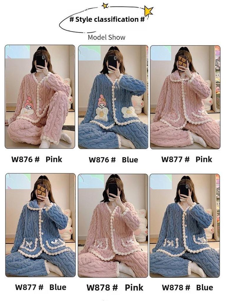 Уютная флисовая женская пижама больших размеров: Милый зимний кардиган с плюшевым коралловым принтом