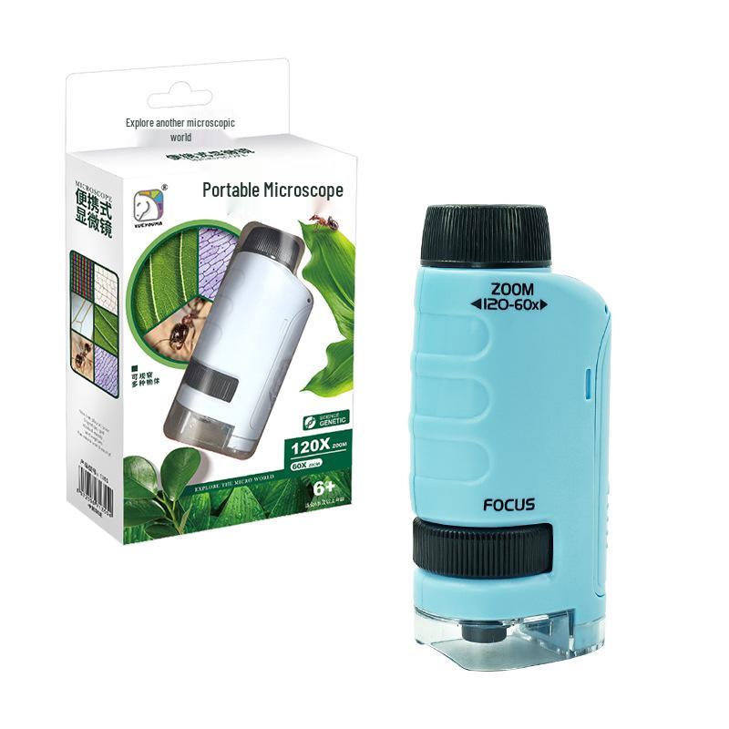 Портативный детский микроскоп, набор для научных экспериментов - развивающая игрушка для учеников начальной и средней школы, для мальчиков и девочек