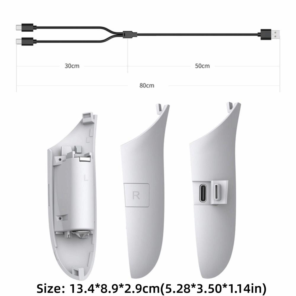 Перезаряжаемые накладки-грипсы для правого и левого контроллеров, крышка батарейного отсека для VR-гарнитуры Meta Quest 3/3S