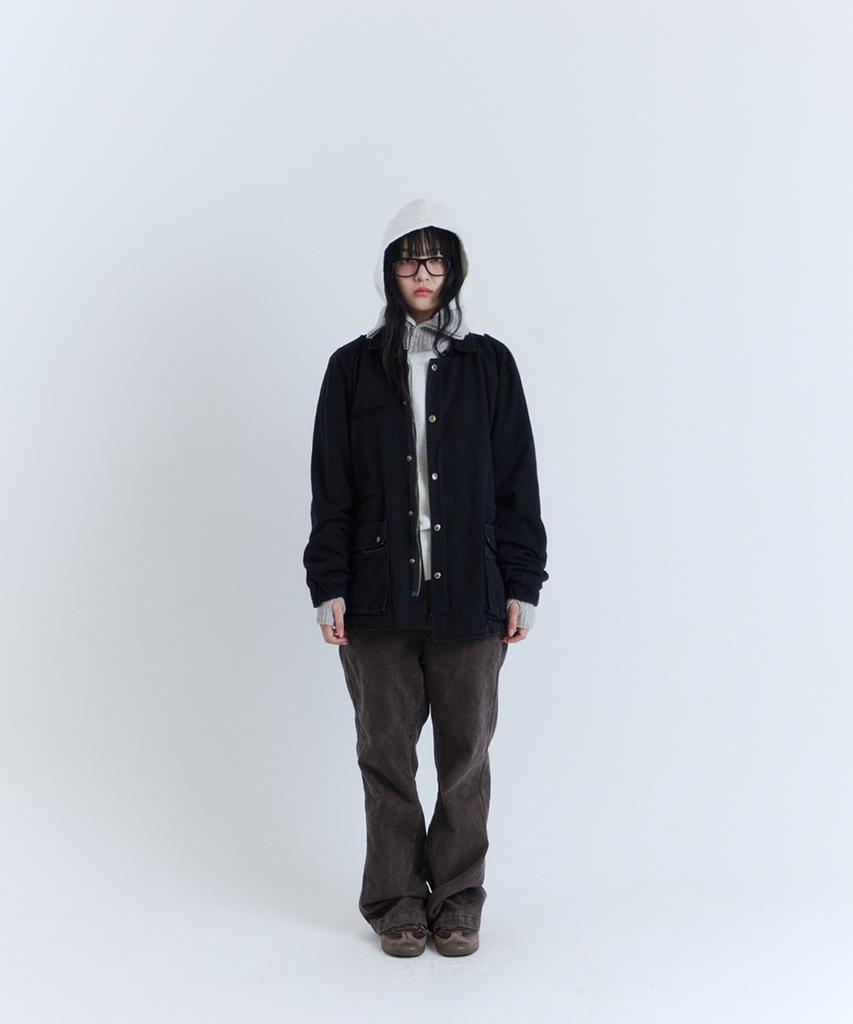 PARADIGMFILM [Ep.03] Washed Leather Mix Field Jacket (Black)