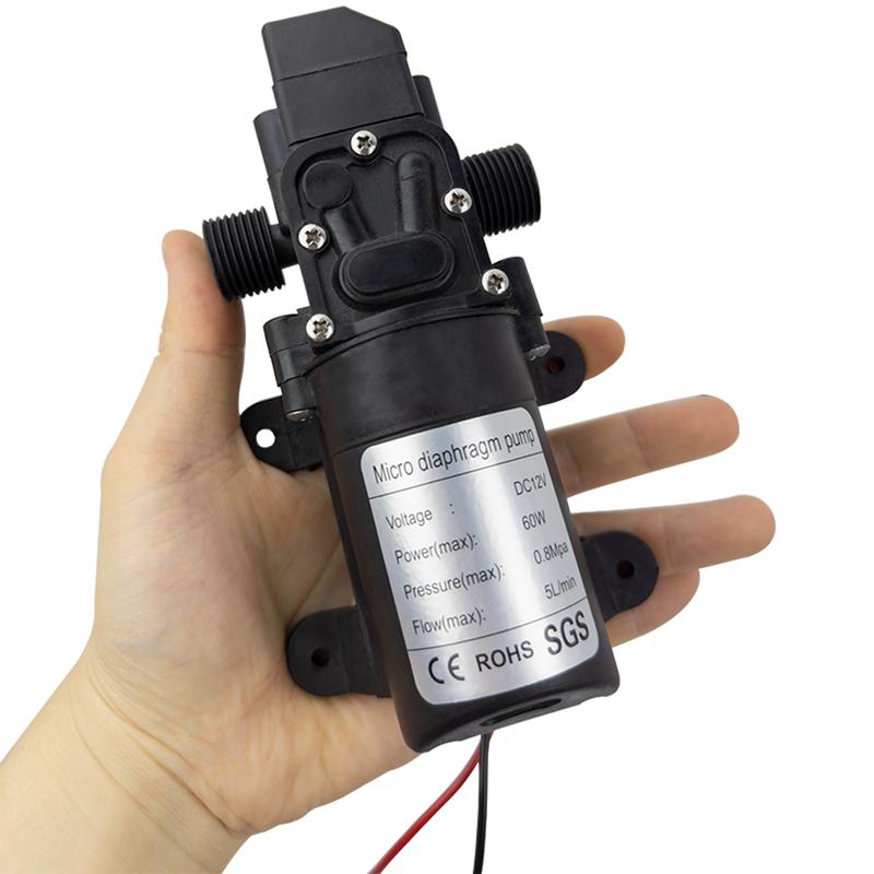 DC12V 120PSI 60W 5L/Min High Pressure Diaphragm Pump Mini Electric Self-priming Pump Water Washing Machine Pesticide Spraying