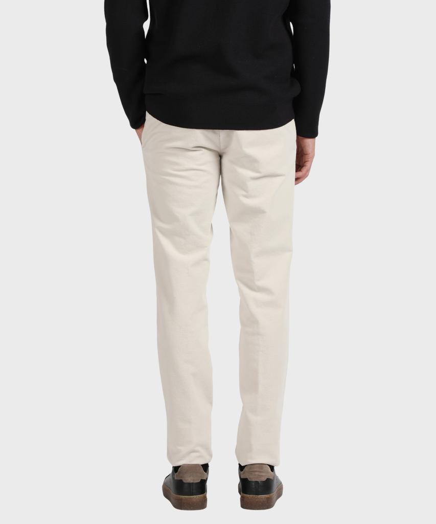 PANICALE Ivory Regular Slim Fit Textured Cotton Pants