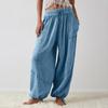 Женские повседневные однотонные широкие брюки с карманами и ремнями, длинные брюки, женские модные пляжные свободные брюки