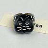 Korean Style Painting Ring Geometric Chunky Enamel Ring Fashion Design Drip Oil Cat Ring  Gift