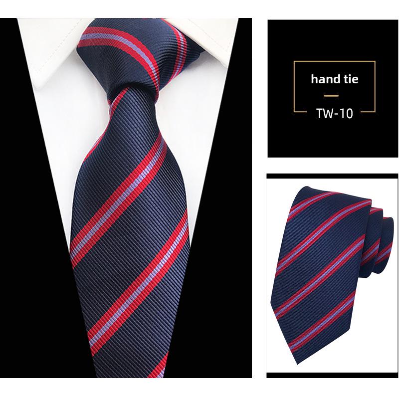 Мужская темно-синяя полосатая рубашка в деловом стиле с галстуком ручной работы для деловых встреч или собеседований