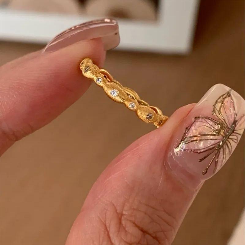 Elegant Lightweight Luxe Copper Ring With Unique Geometry And Glittering Details