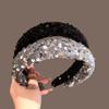 Velvet Sequins Headband Solid Color Sponge Hair Band Exquisite Wide Hairband  Ladies