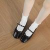 French Mary Jane single shoes women's spring and summer new square head bow ballet shoes light mouth small thick heel flat shoes soft sole