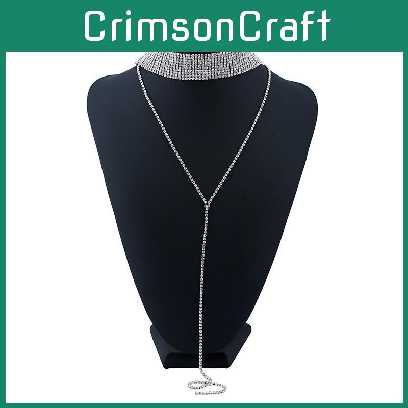 Fashionable Rhinestone Decoration Women Neck Necklace With Tassels For Casual And Evening Wear
