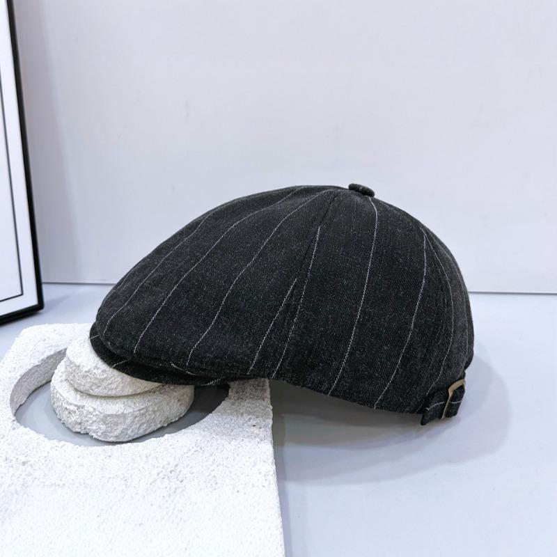 25 New Striped Forward Hat Men's and Women's Fashion Painter Hat Newsboy Hat Autumn and Winter Cap