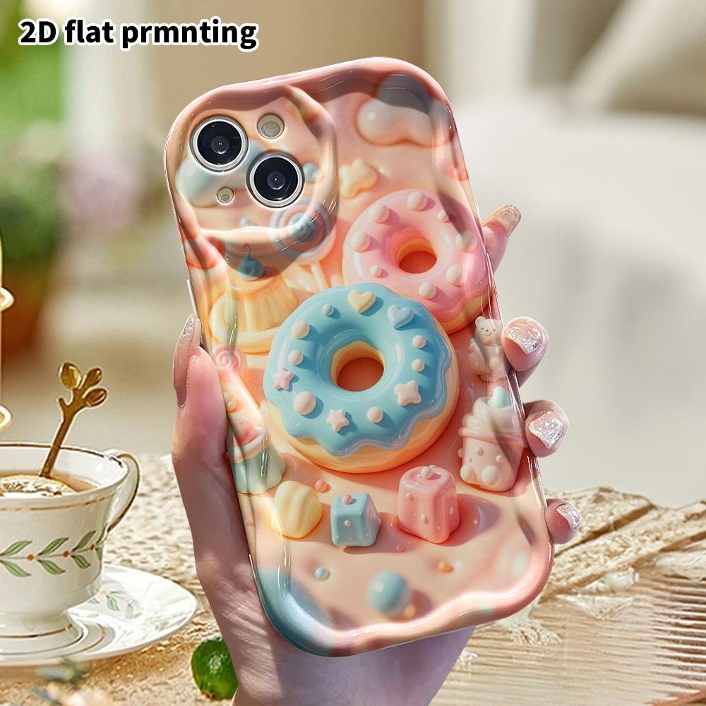 Phone Case: 2D flat design suitable for iPhone 18 17 16 15 14 13 Pro protective case, featuring donuts as the main character, perfect Christmas and Ha