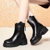 6cm British Style Women's Winter High Boots 2025 Thick Bottom Elegant Woman Heeled Shoes Short Motorcycle Ankle Botas Office Mom