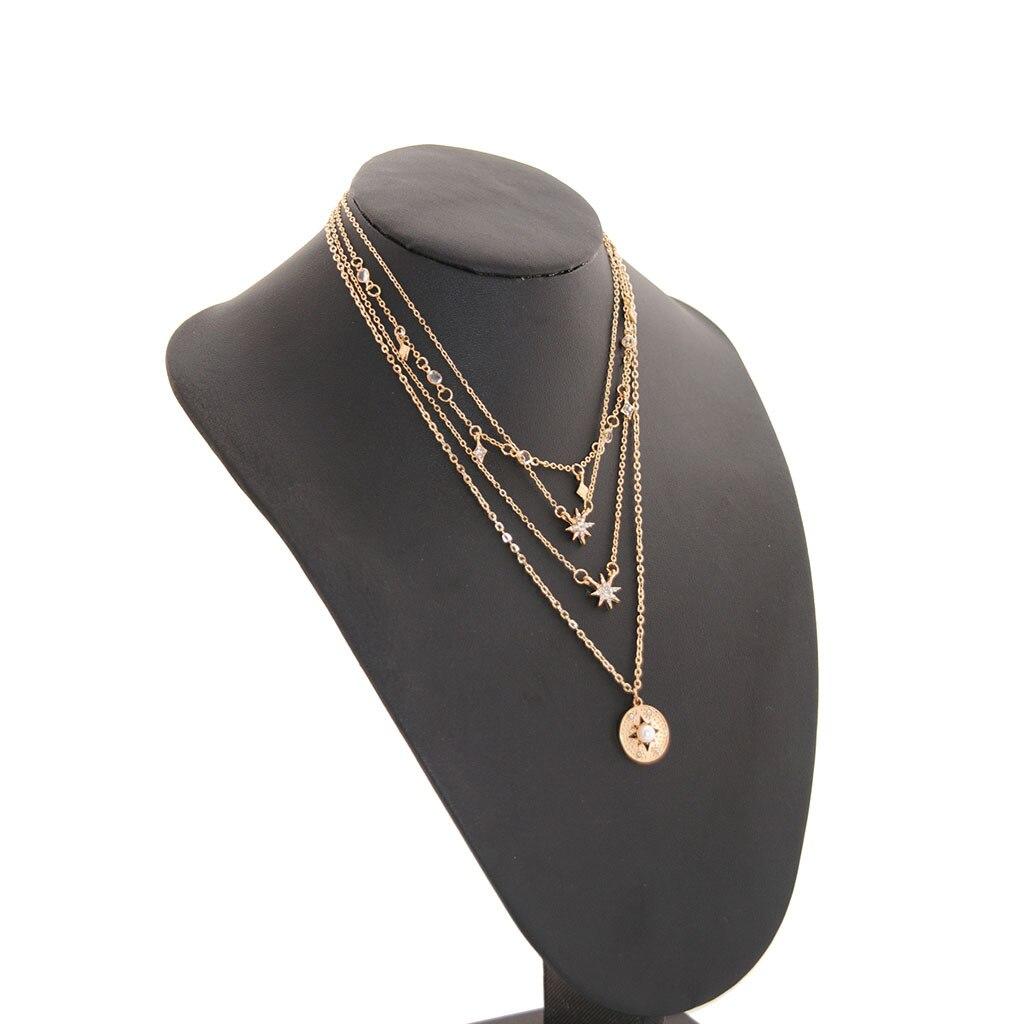 Винтажный многослойный замок портрет жемчуг звезда монета кулоны ожерелья для женщин Богемия золотой ключ сердце длинные ювелирные изделия подарок