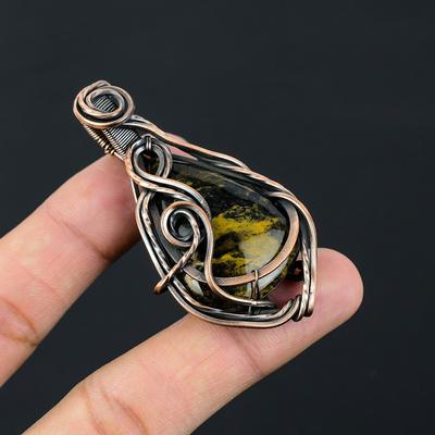 Драгоценный камень Pietersite из чистой медной проволоки, обернутый кулоном ручной работы, ювелирные изделия для нее