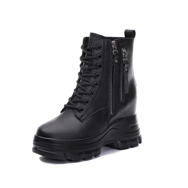Martin boots women's boots 2026 new muffin inner height increase autumn and winter velvet thin short boots cotton shoes short boots