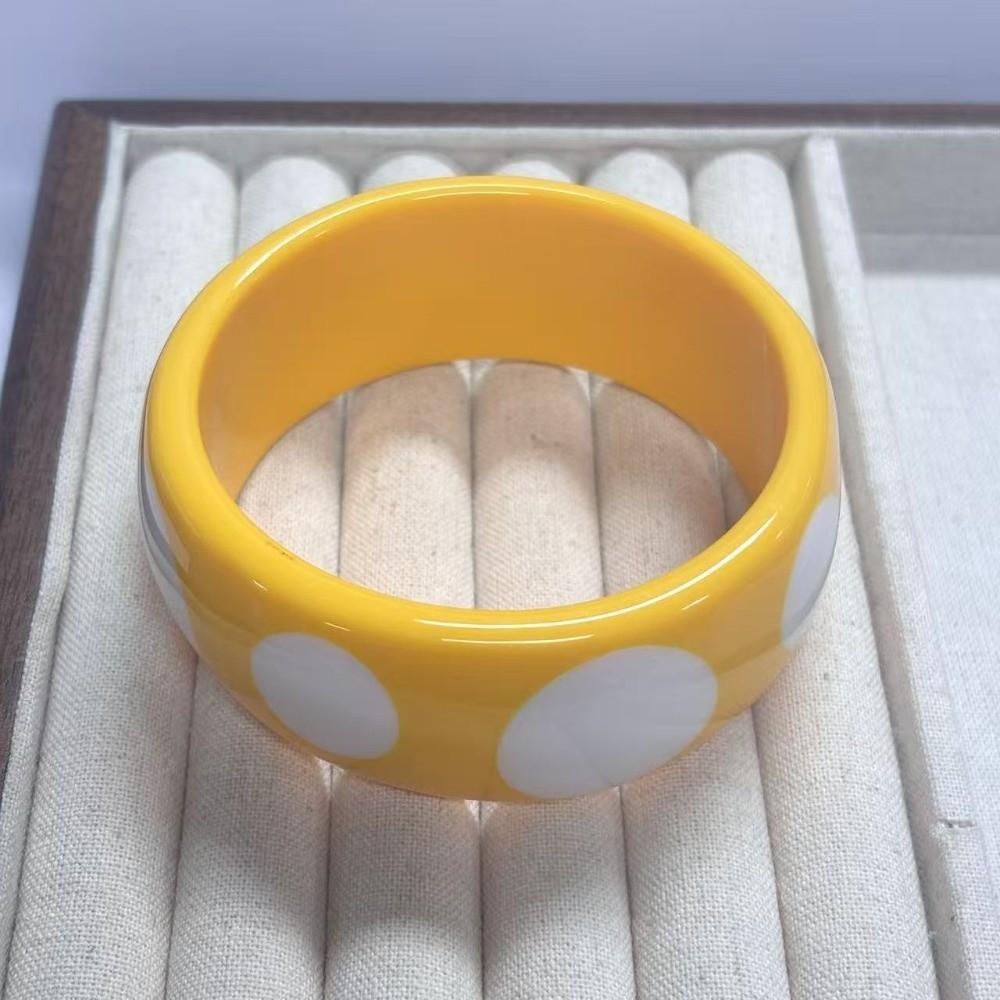 Hip Hop Resin Polka Dot Bangles Round Wide Candy Color Bracelets Fashion Jewelry  Unisex