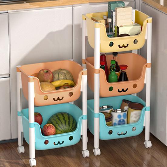 2/3/4 Tier Rolling Cart with Wheels Multifunctional Utility Organizer Cart Kitchen Bathroom Living Room Office Toys Snacks Storage Rack